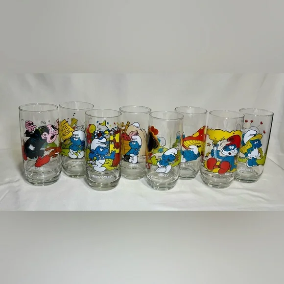 Vintage Smurf Glasses from 1982-1983, lot of 13 - Picture 1 of 16